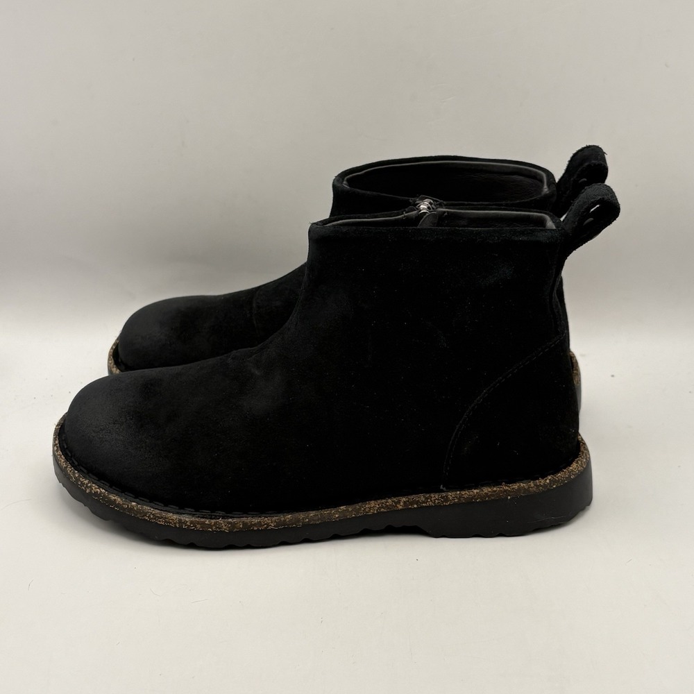 Birkenstock Melrose Womens EU37/‎ 6 Regular Shearling Suede Side Zip Boots Black